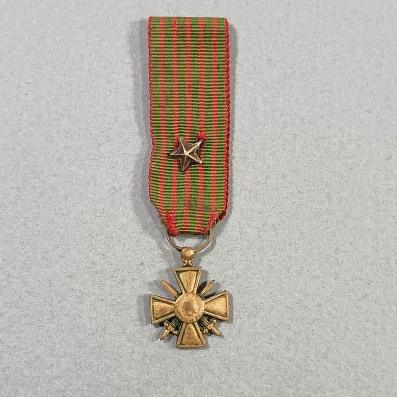 REDUCTION DE LA MEDAILLE CROIX DE GUERRE RUBAN 1914 1918 SANS DATE